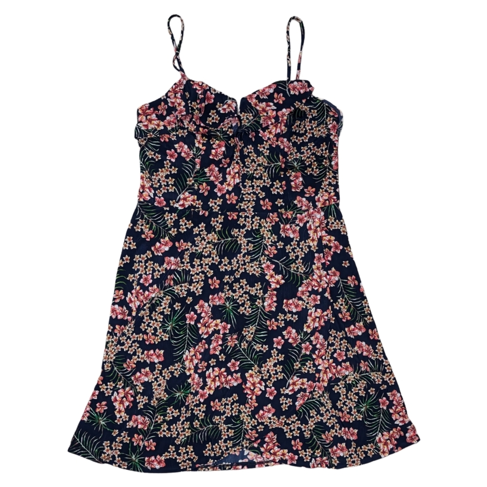 Candie's Hawaiian-Print V-Wire Sundress, Size Large